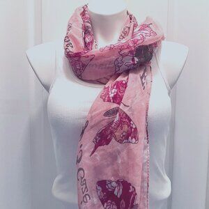 Eyeful Women's Scarf-Butterflies-Pink &Gray Mix-Thin-57" x 72"-Neck/Hips/Shouder